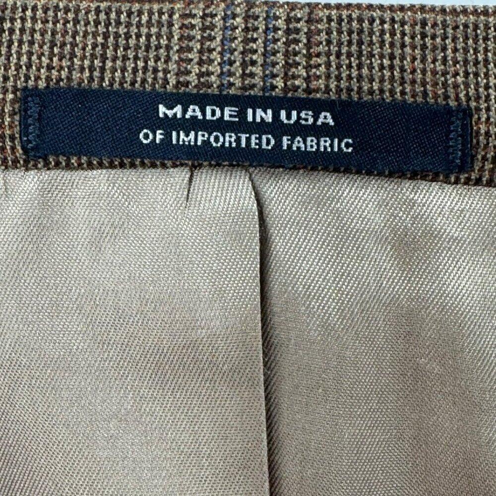 Hart Schaffner Marx Mens 44L Brown Plaid Blazer Jacket 2-Button Notch Lapel Unio - Picture 10 of 10
